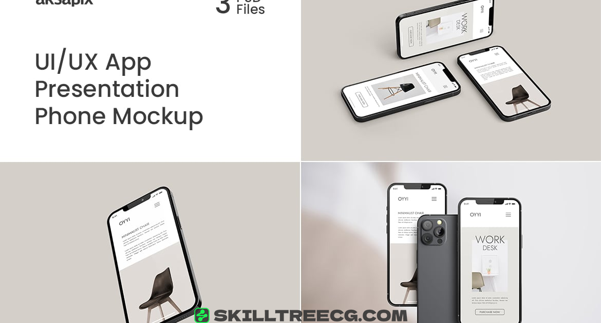 UI/UX App Presentation - Phone Mockup（431505）-技能树